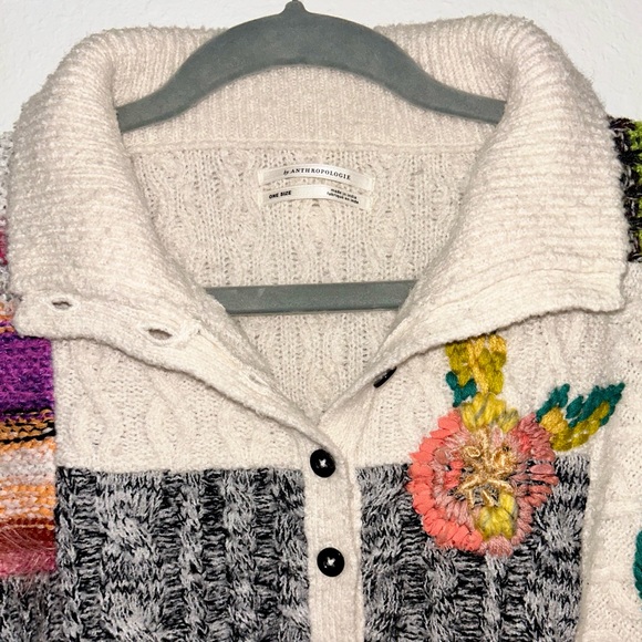 Anthropologie Maeve Patchwork Poncho Sweater - Picture 4 of 4